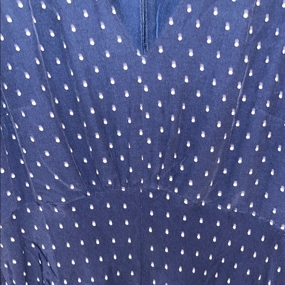 LOFT Blue Ruched Ruffled Midi Sundress - Picture 8 of 13